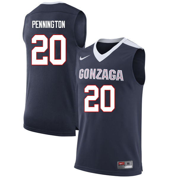 Men Gonzaga Bulldogs #20 Paul Pennington College Basketball Jerseys Sale-Navy
